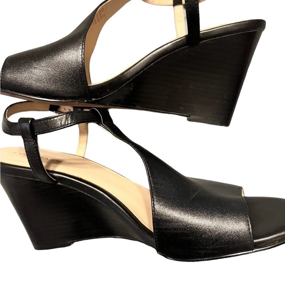 COLE HAAN Black Maddie Open Toe Wedge Sandal W31616 - Women’s Size 9B